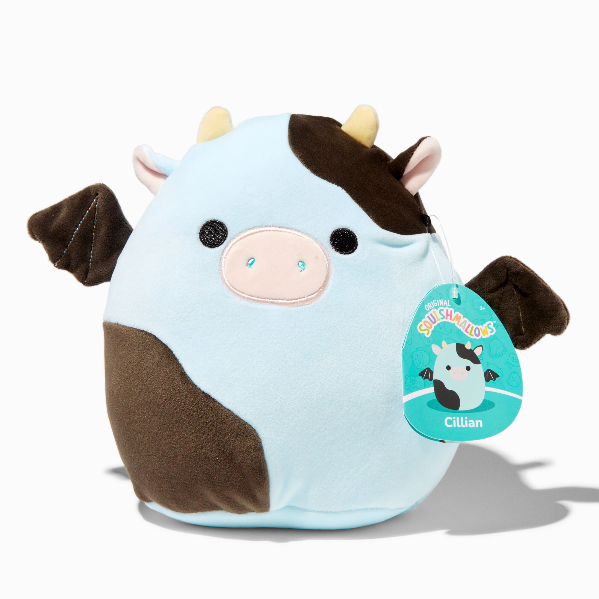 View Claires Squishmallows 8 Cillian The Cow Bat Plush Toy information
