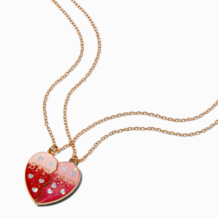 Birthday Card &amp; Best Friends Glitter Heart Pendant Necklace Set - 3 Pack,