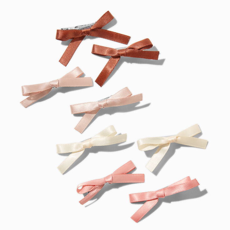 Boho Mini Hair Bow Clips - 8 Pack,