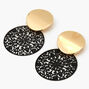 Gold 1.5&quot; Filigree Drop Earrings - Black,