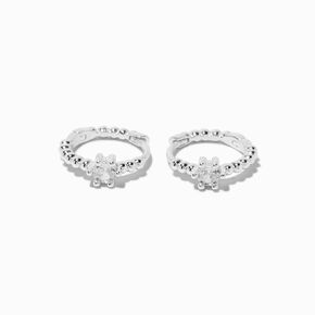 C LUXE by Claire&#39;s Sterling Silver Crystal Bubble Clicker Hoop Earrings,