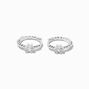 C LUXE by Claire&#39;s Sterling Silver Crystal Bubble Clicker Hoop Earrings,