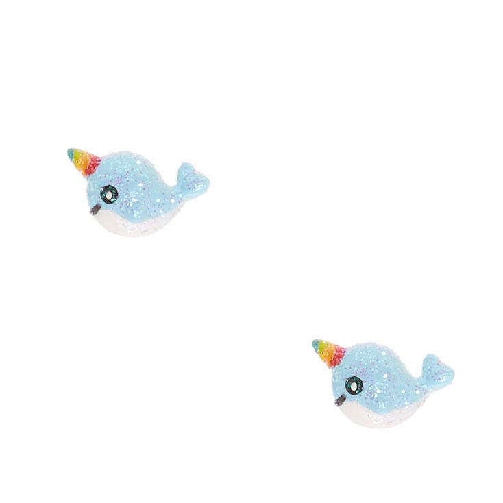 Glittery Unicorn Whale Stud Earrings Claire S