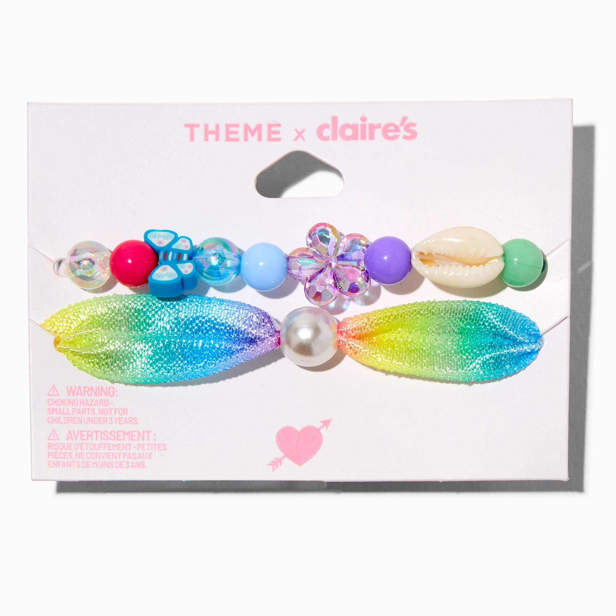 T H E M E x Claire's Beaded Mixed Media Bracelet Set - 2 Pack,