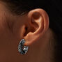 Silver-tone, Black &amp; Hematite Ombr&eacute; Hoop Earrings,