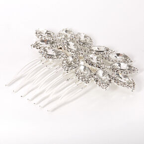 Silver Rhinestone Halo Leaf Hair Comb,