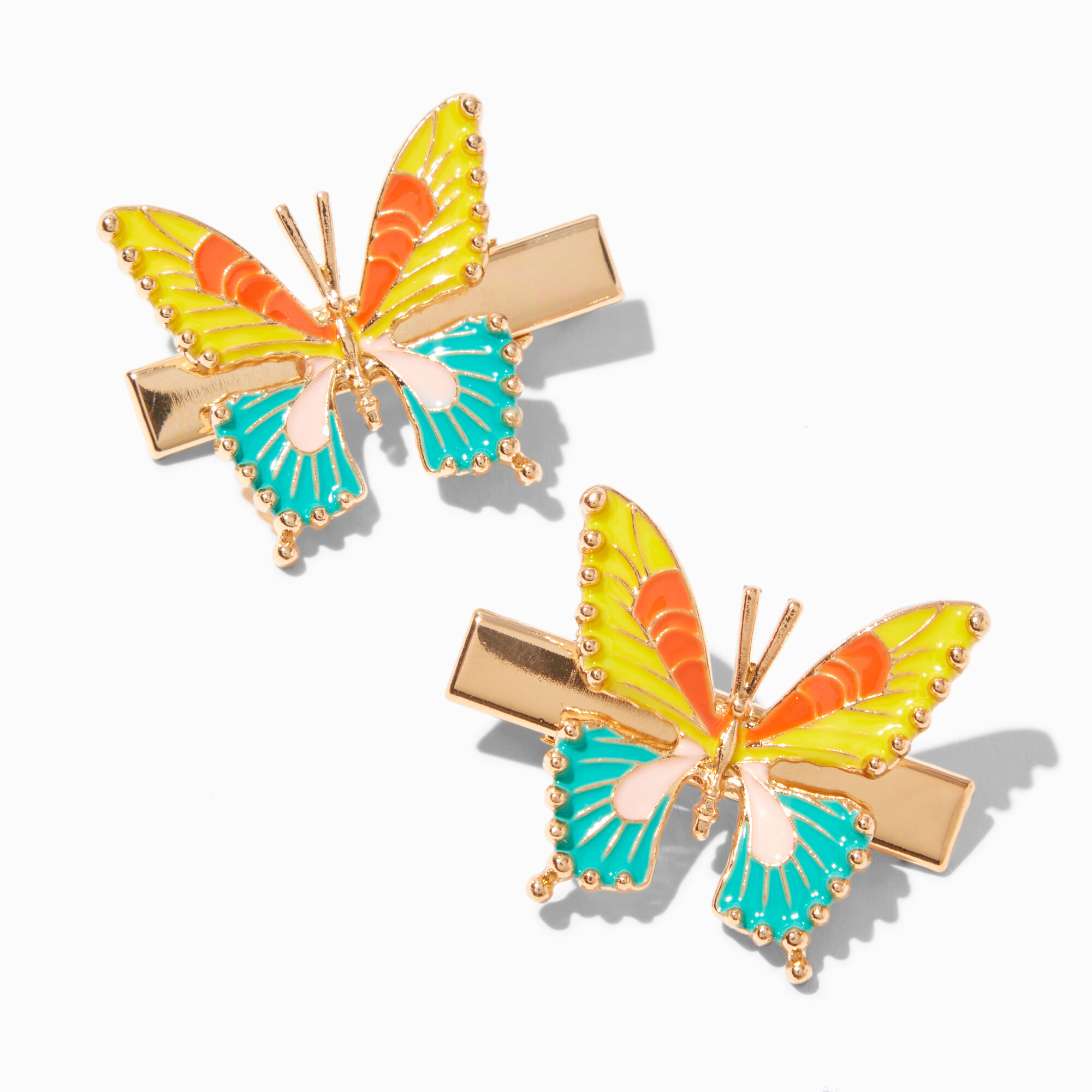 View Claires Colorful Butterfly Hair Clips 2 Pack Gold information