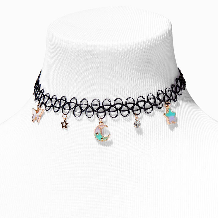 Celestial Glow In The Dark Tattoo Choker Necklace,