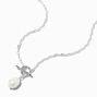 Silver Pearl Toggle Pendant Necklace,