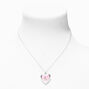 Collier &agrave; m&eacute;daillon c&oelig;ur paillet&eacute; &agrave; initiale d&eacute;cor&eacute;e rose &#40;L&#41;,
