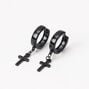 Boucles d&rsquo;oreilles huggies croix 15&nbsp;mm noires,