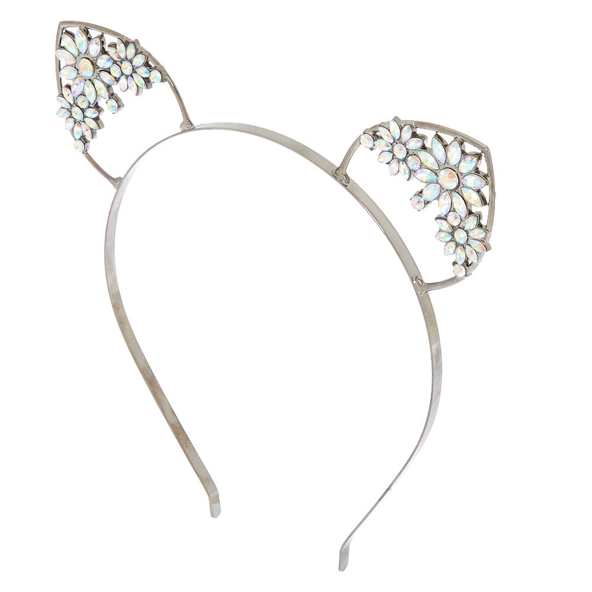 Hematite Floral Gem Cat Ears Headband Claire S Us