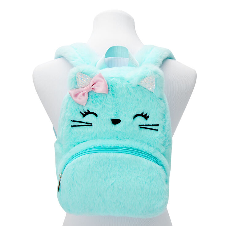 Claire&#39;s Club Plush Kitty Small Backpack - Mint,