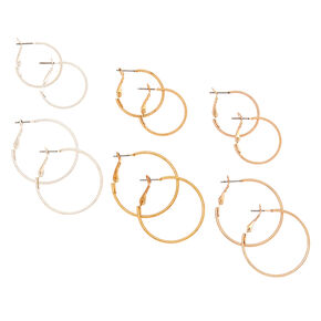 Mixed Metal Hoop Earrings - 6 Pack,