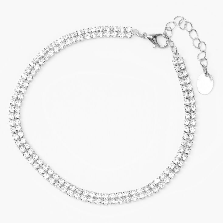 Silver Double Rhinestone Anklet,