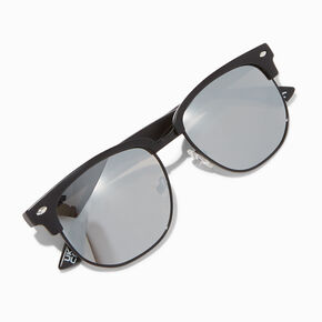 Retro Matte Black Browline Sunglasses,