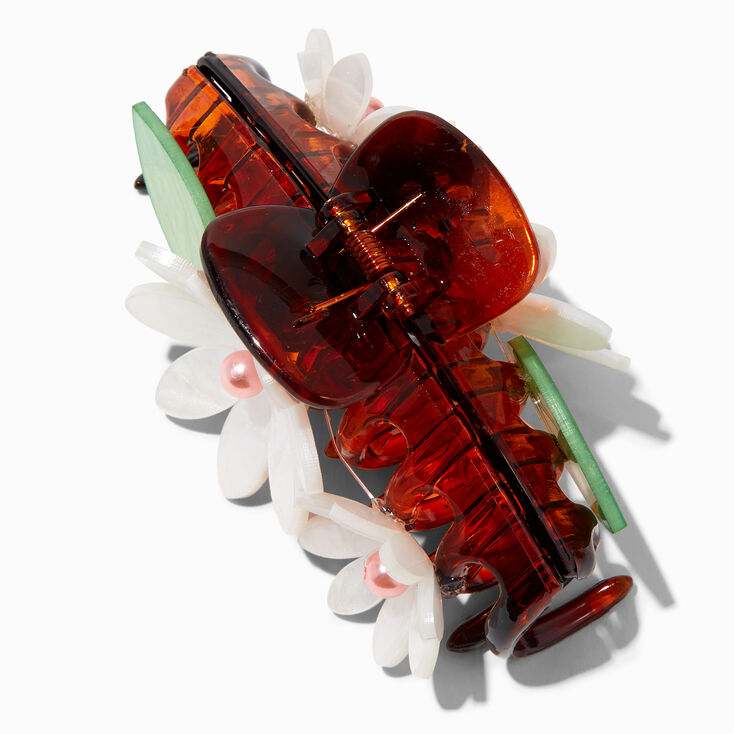 Pearlized Flower &amp; Tortoiseshell Hair Claw,