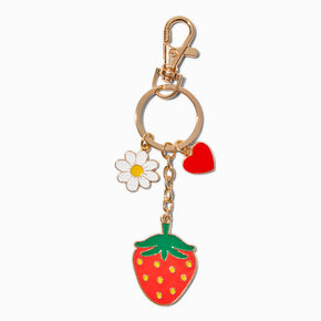 Strawberry Daisy Keychain ,
