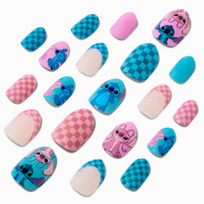 Disney Stitch Sleepy Stitch Check Stiletto Press On Faux Nail Set - 20 Pack,