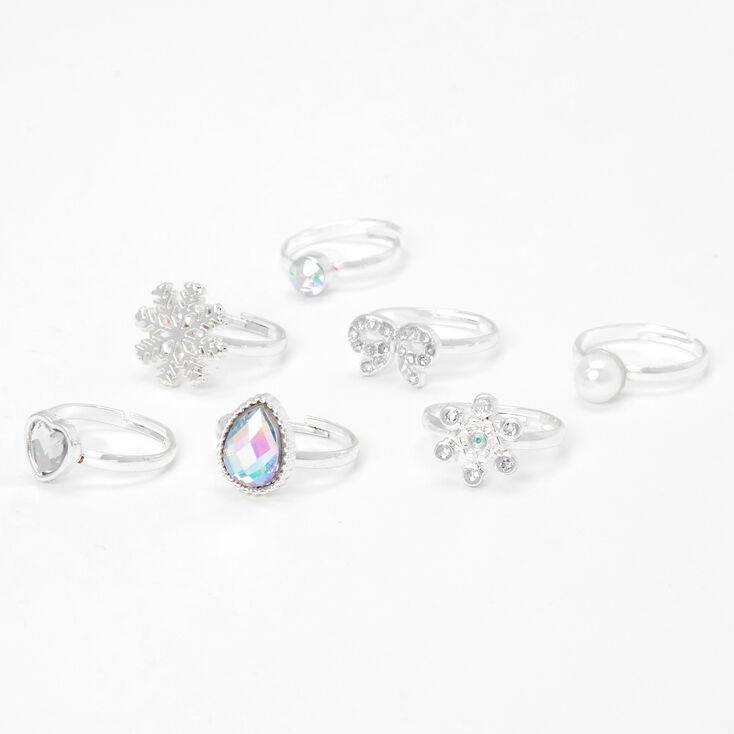 Claire&#39;s Club Traditional Holiday Snowflake Ring Set - 7 Pack,