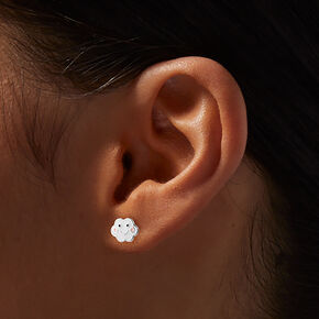 Sterling Silver Happy Face Cloud Stud Earrings,
