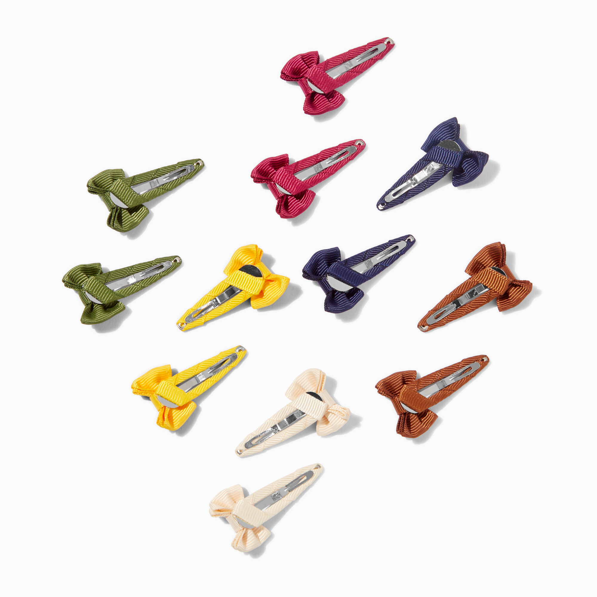 Claire's Club Fall Bow Snap Hair Clips - 12 Pack,