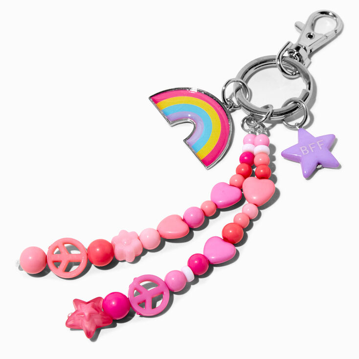 Best Friends Beaded Rainbow Heart Keychains - 2 Pack,