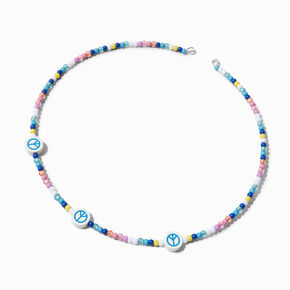 Peace Sign Beaded Choker Necklace,