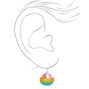 Silver 1&quot; Anodised Rainbow Seashell Pearl Drop Earrings,