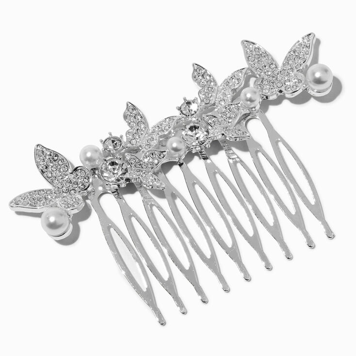 Crystal Butterfly &amp; Pearl Hair Comb,