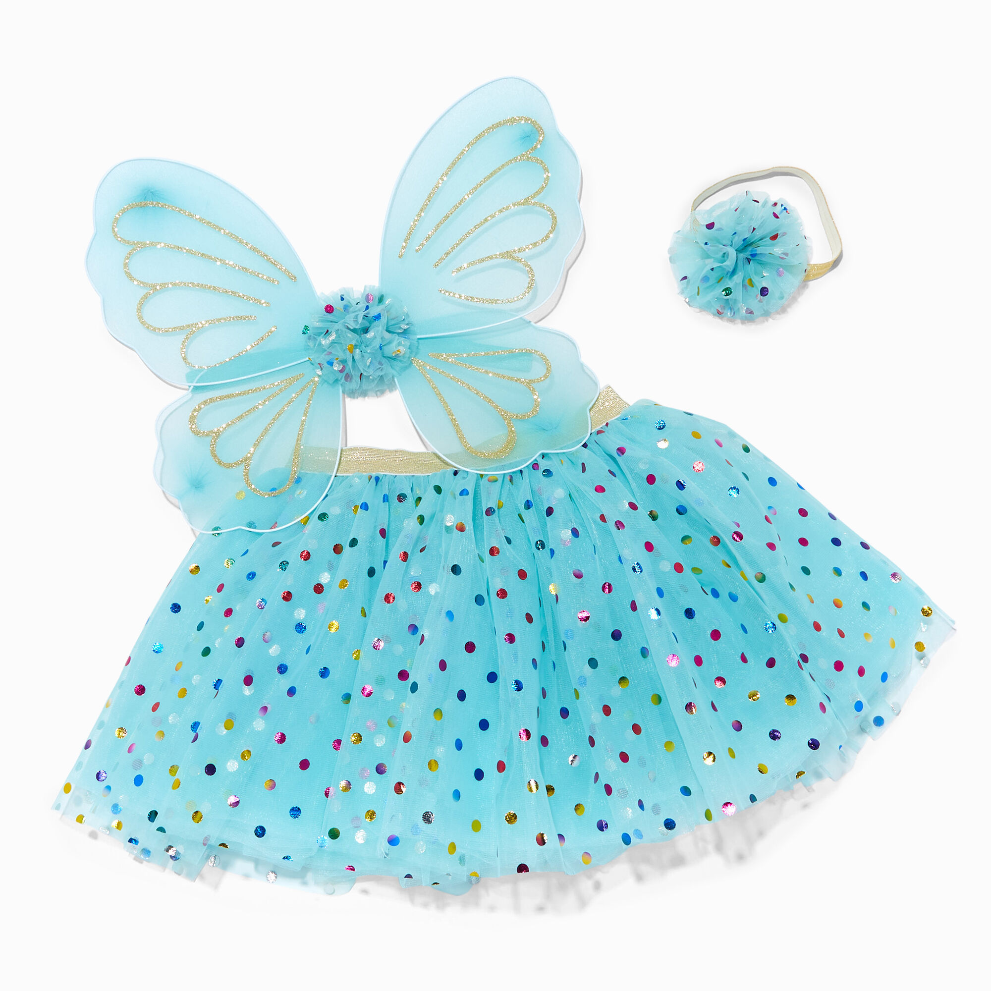 View Claires Club Metaliic Rainbow Dot Dress Up Set 3 Pack Turquoise information