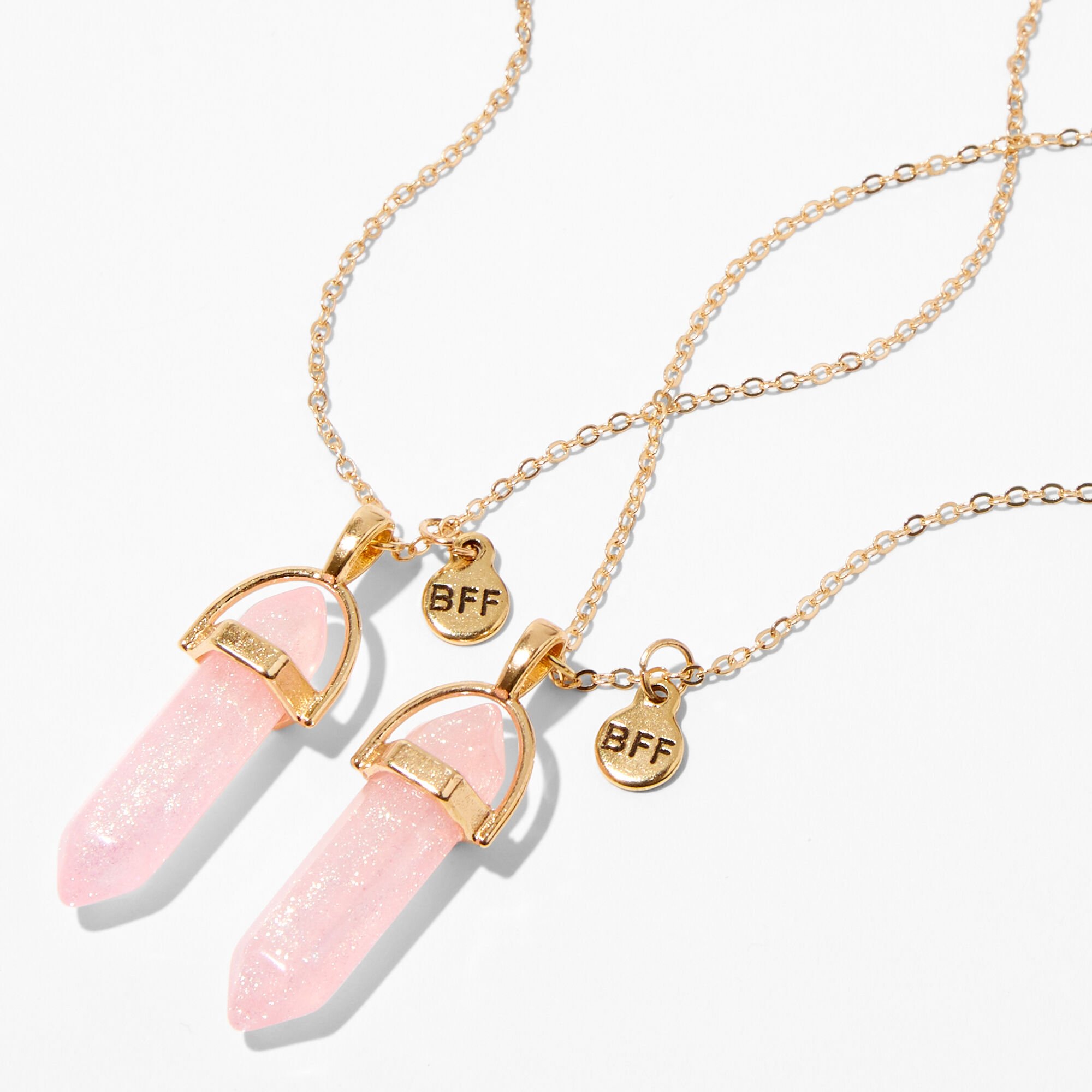 View Claires GoldTone Best Friends Shimmer Mystical Gem Pendant Necklaces 2 Pack Pink information
