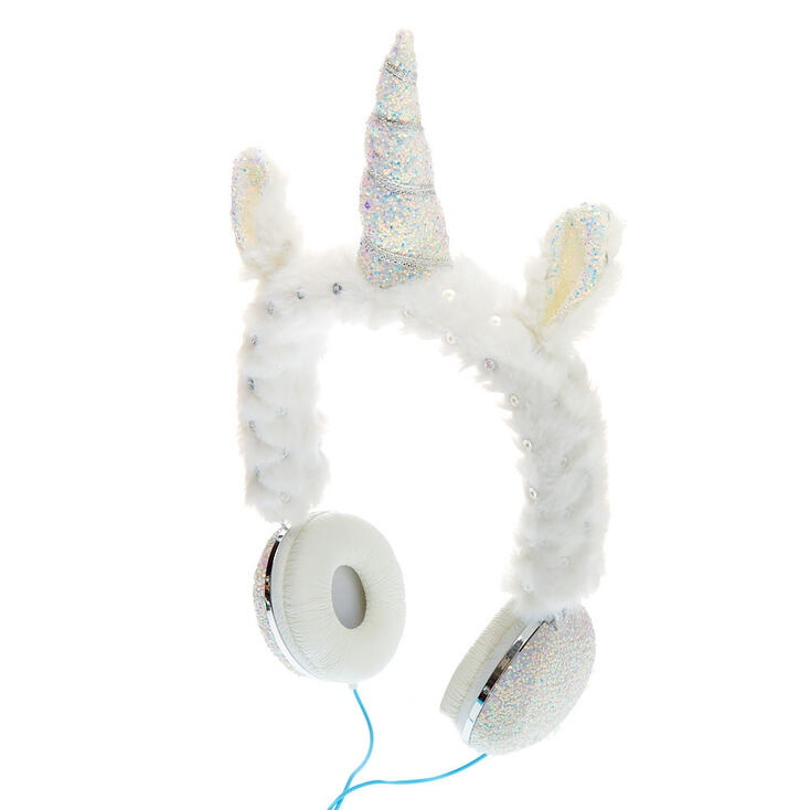 Casque audio licorne paillet&eacute; - Blanc,