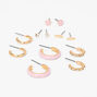 Gold-tone &amp; Pink Earrings Set - 6 Pack,