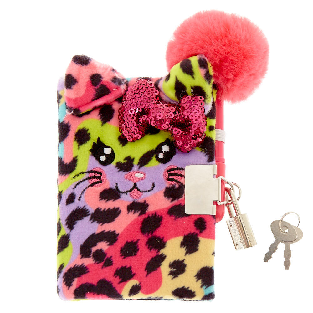Claire's Club Rainbow Cat Soft Lock Notebook,
