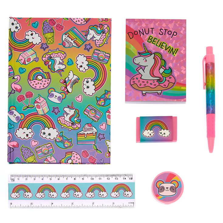 Donut Stop Believin Rainbow Stationery Set - 6 Pack,