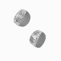 Silver-tone Textured Half Hoop Earrings,
