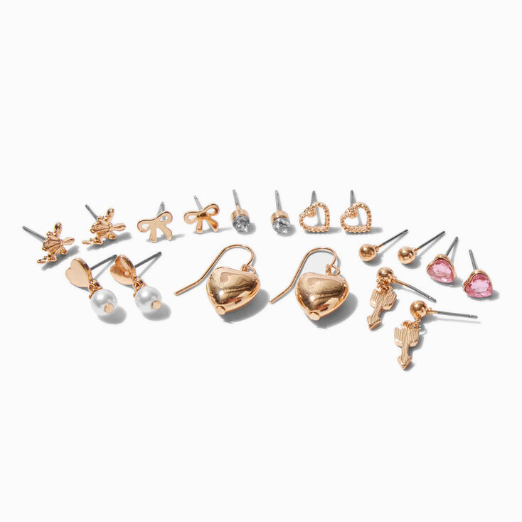Boucles d&rsquo;oreilles empilables cupidon couleur dor&eacute;e - Lot de 9,
