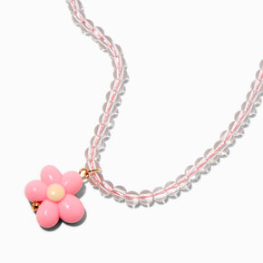 Claire&#39;s Club Pink Puffy Flower Pendant Necklace,