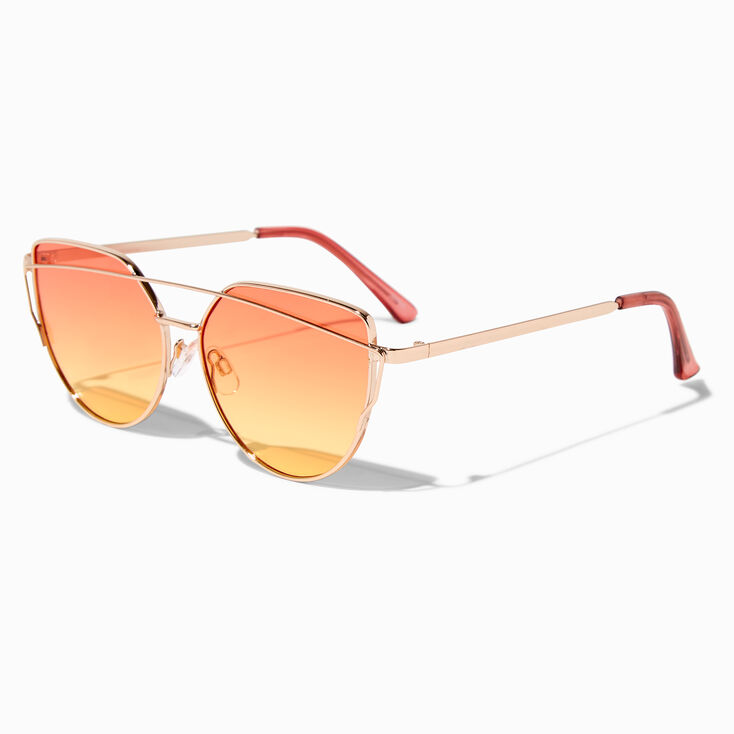 Faded Orange Lens Metal Sunglasses,