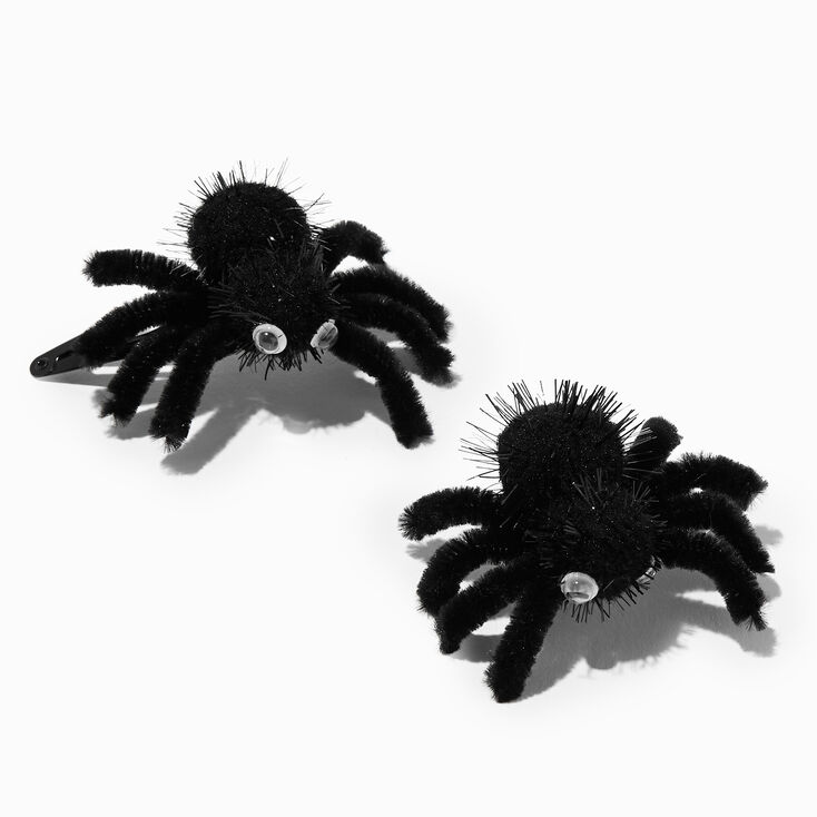 Black Fuzzy Spiders Hair Clips - 2 Pack,
