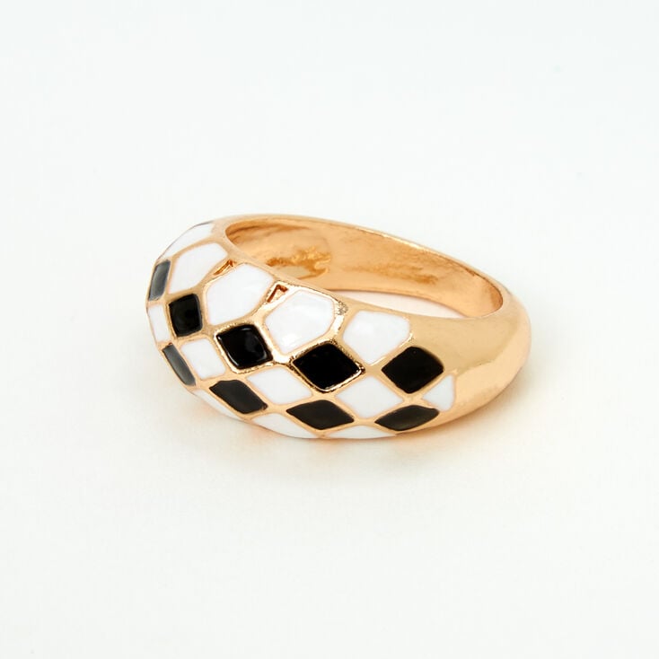 Gold Checkered Ring,