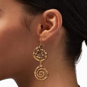 Gold-tone Double Swirl 2&quot; Drop Earrings,