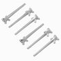 Silver Cubic Zirconia Bow Hair Pins - 6 Pack,