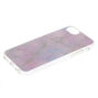Coque de portable couleur lilas pastel et holographique effet marbr&eacute;,