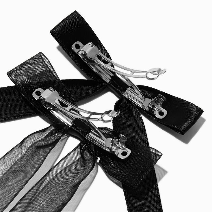 Black Organza &amp; Sheer Hair Bow Clips - 2 Pack,