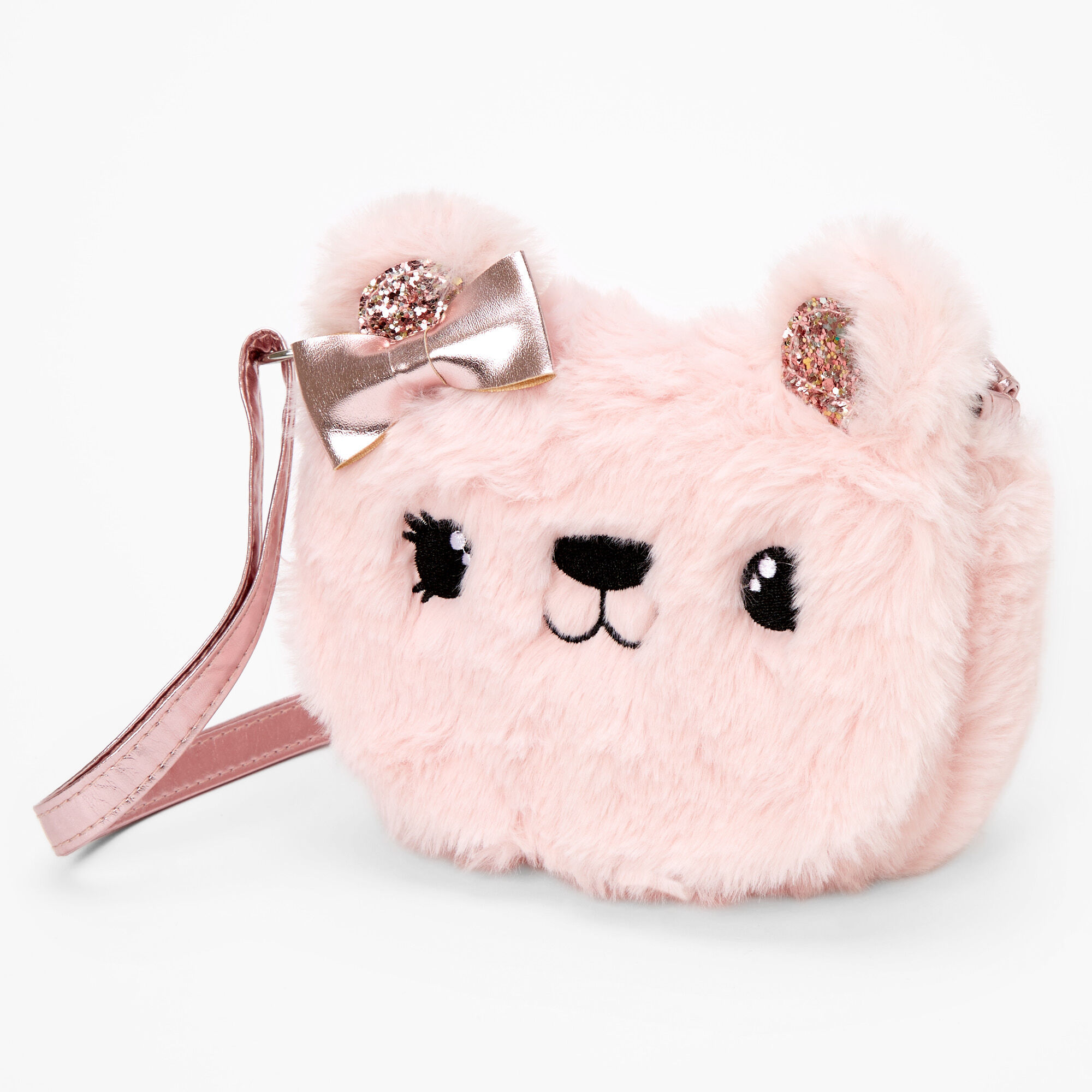Claire s Club Furry Crossbody Bag Pink