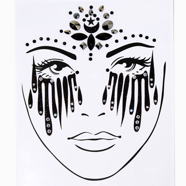 Goth Black Blood Gem Face Stickers,