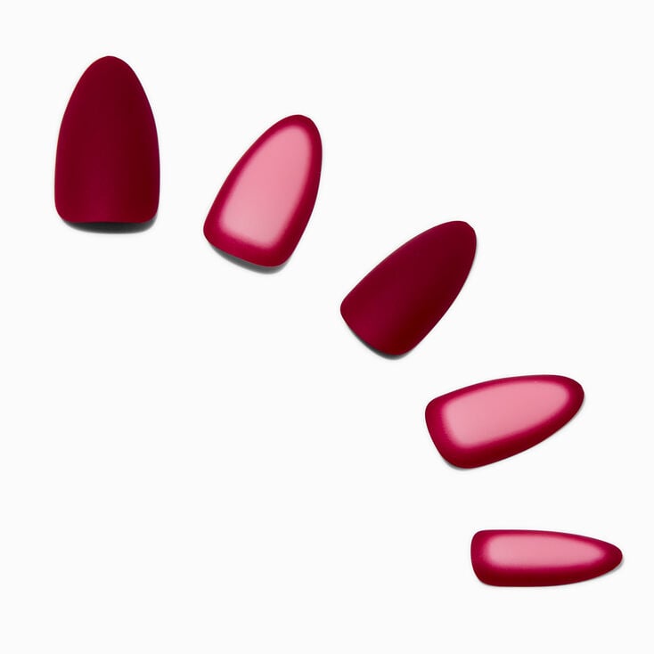 Red Outline Long Almond Vegan Faux Nail Set - 24 Pack,