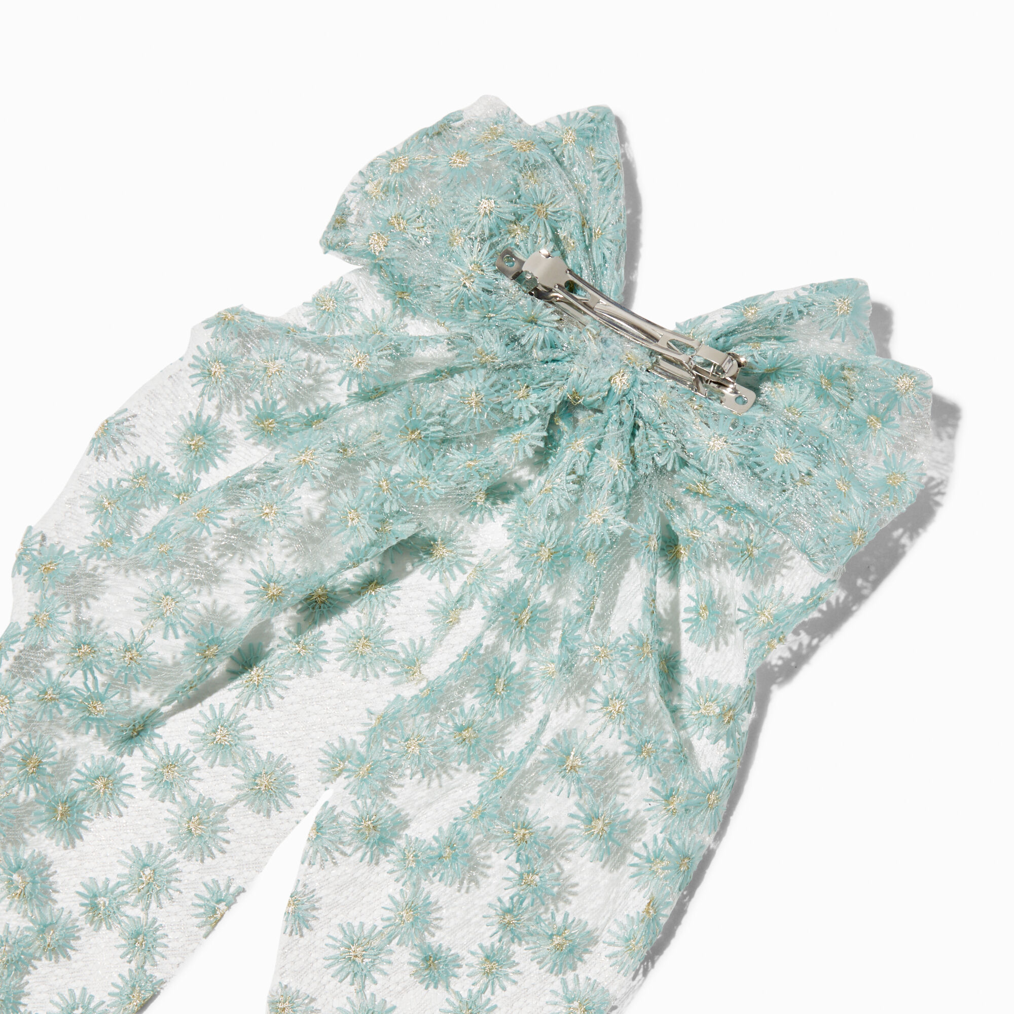 Mint Green Daisy Lace Hair Bow,